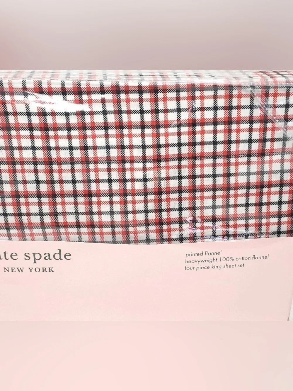 kate spade Red, Black & White‎ Plaid flannel sheets